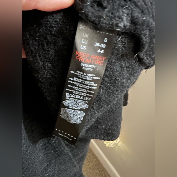 Topshop Black Oversize Long Sleeve Mini Sweater Dress Size Small (4-6) NWT - Picture 9 of 16